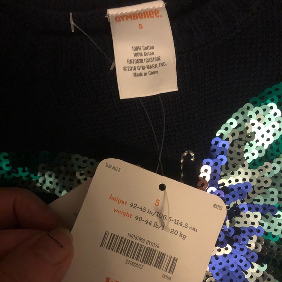 Gymboree knit navy dress. With sequin butterfly NWT. Size 5 - Picture 5 of 5
